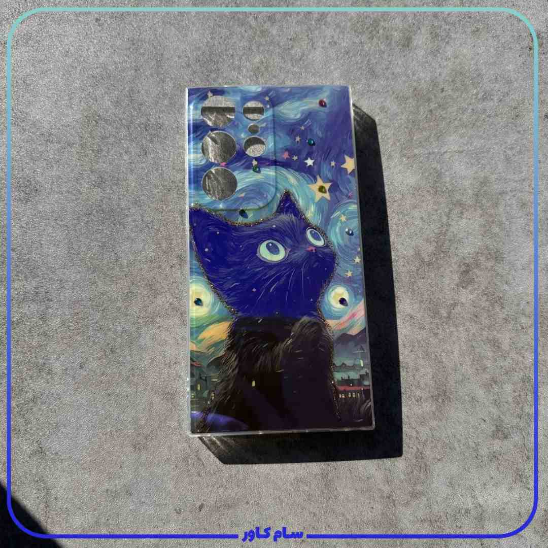قاب آبرنگی گربه در شب پرستاره سامسونگ